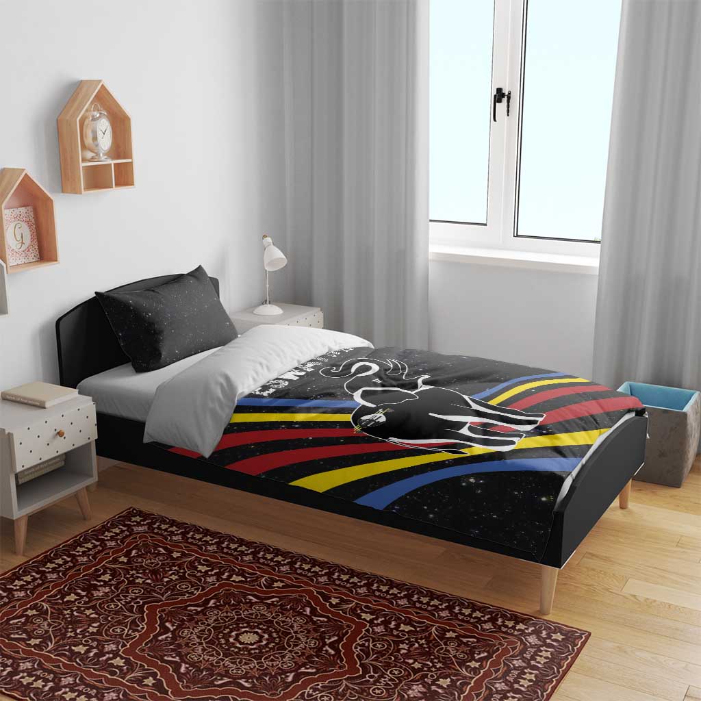 Eswatini Elephant Bedding Set Swazi Flag Colors and Cosmic Background TS04