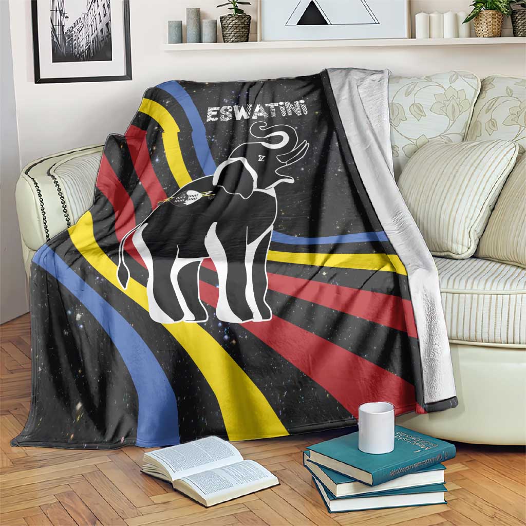 Eswatini Elephant Blanket Swazi Flag Colors and Cosmic Background TS04
