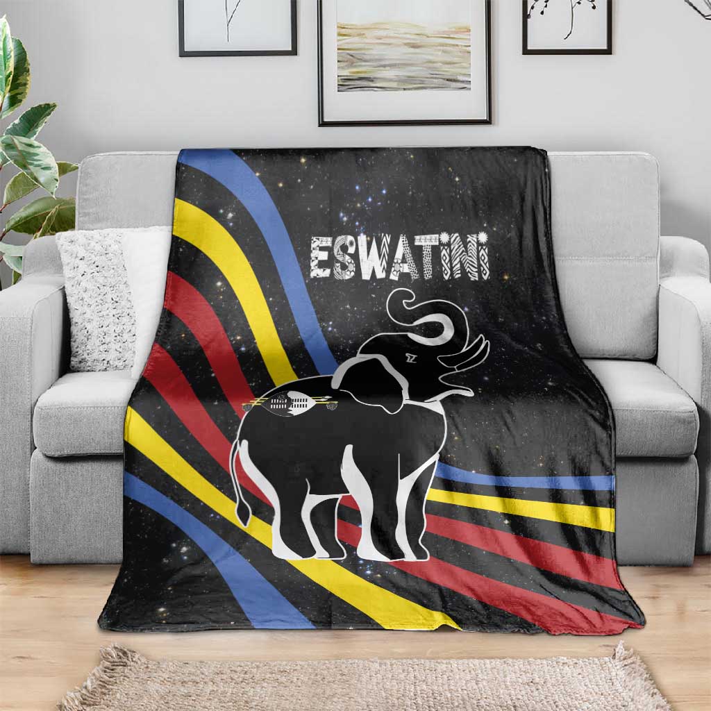 Eswatini Elephant Blanket Swazi Flag Colors and Cosmic Background TS04
