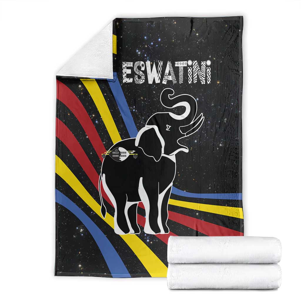Eswatini Elephant Blanket Swazi Flag Colors and Cosmic Background TS04