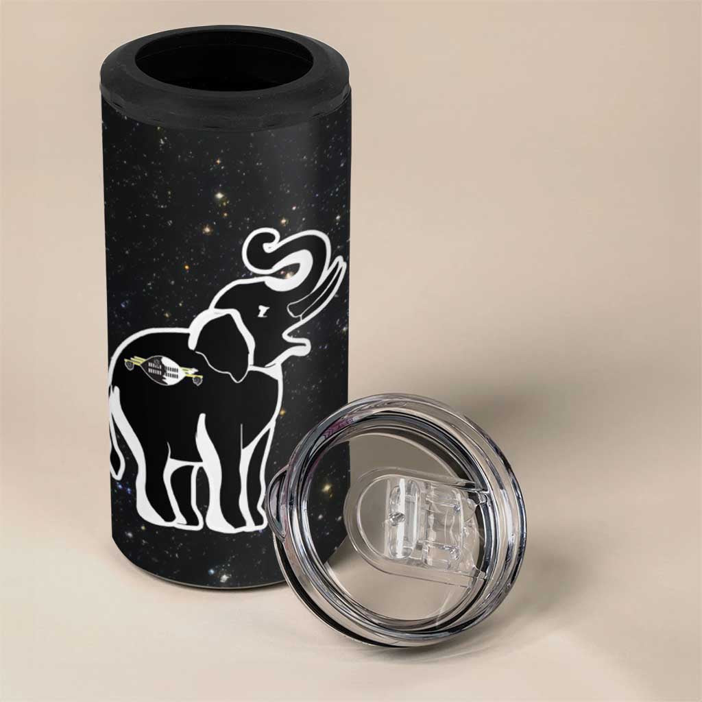 Eswatini Elephant 4 in 1 Can Cooler Tumbler Swazi Flag Colors and Cosmic Background TS04