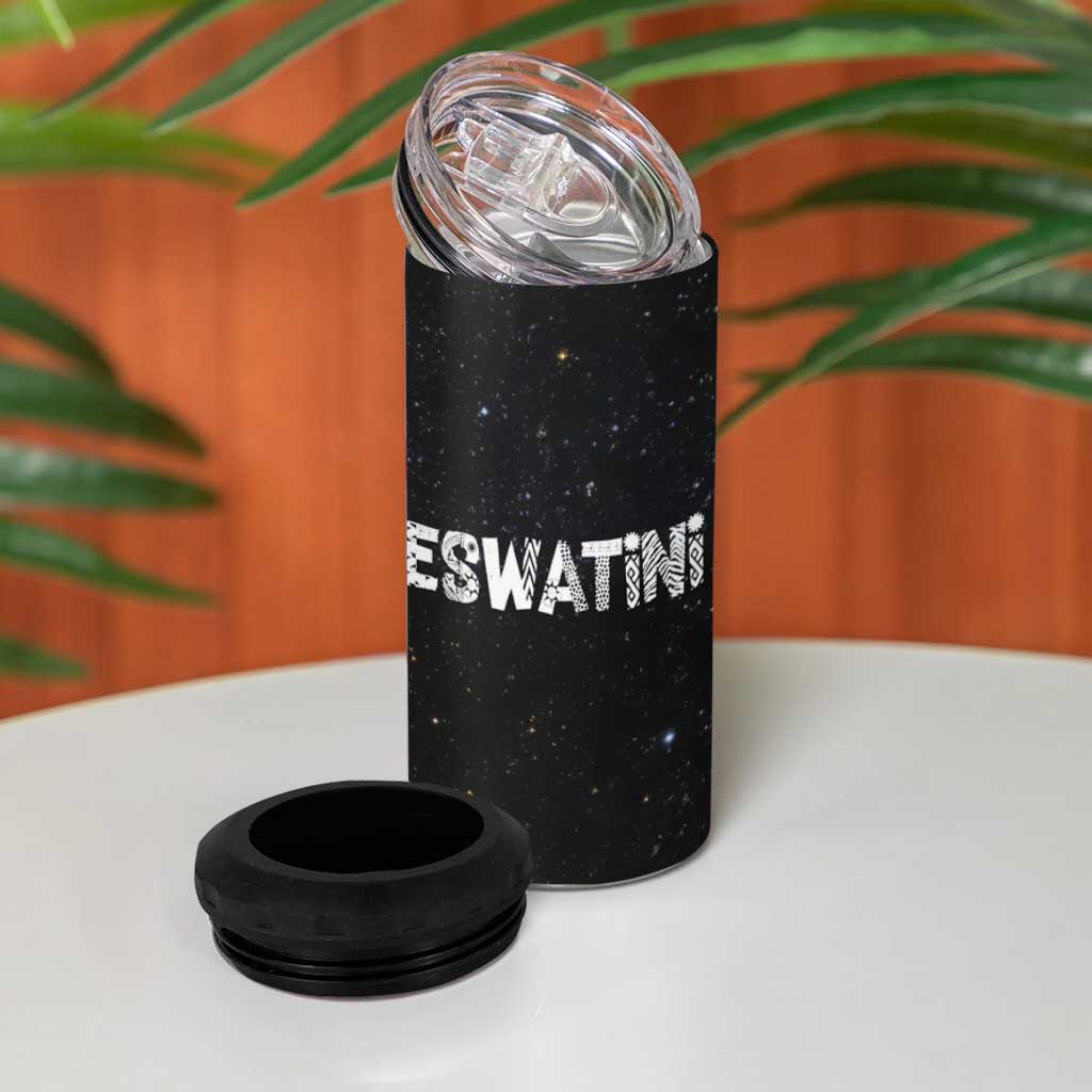 Eswatini Elephant 4 in 1 Can Cooler Tumbler Swazi Flag Colors and Cosmic Background TS04