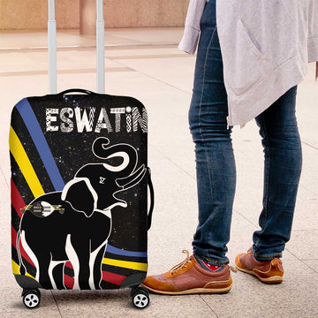 Eswatini Elephant Luggage Cover with Cosmic Background and Swazi Flag Colors TS04