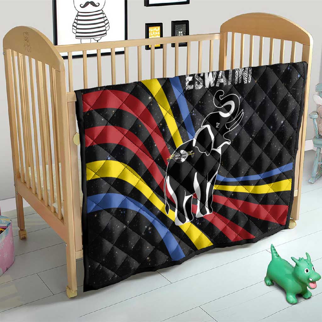 Eswatini Elephant Quilt Swazi Flag Colors and Cosmic Background TS04
