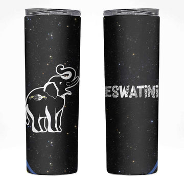 Eswatini Elephant Skinny Tumbler Swazi Flag Colors and Cosmic Background TS04