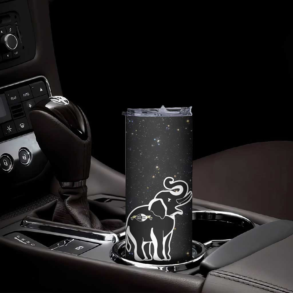 Eswatini Elephant Skinny Tumbler Swazi Flag Colors and Cosmic Background TS04