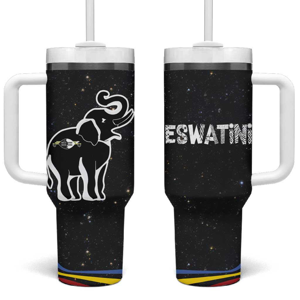 Eswatini Elephant Tumbler With Handle Swazi Flag Colors and Cosmic Background TS04