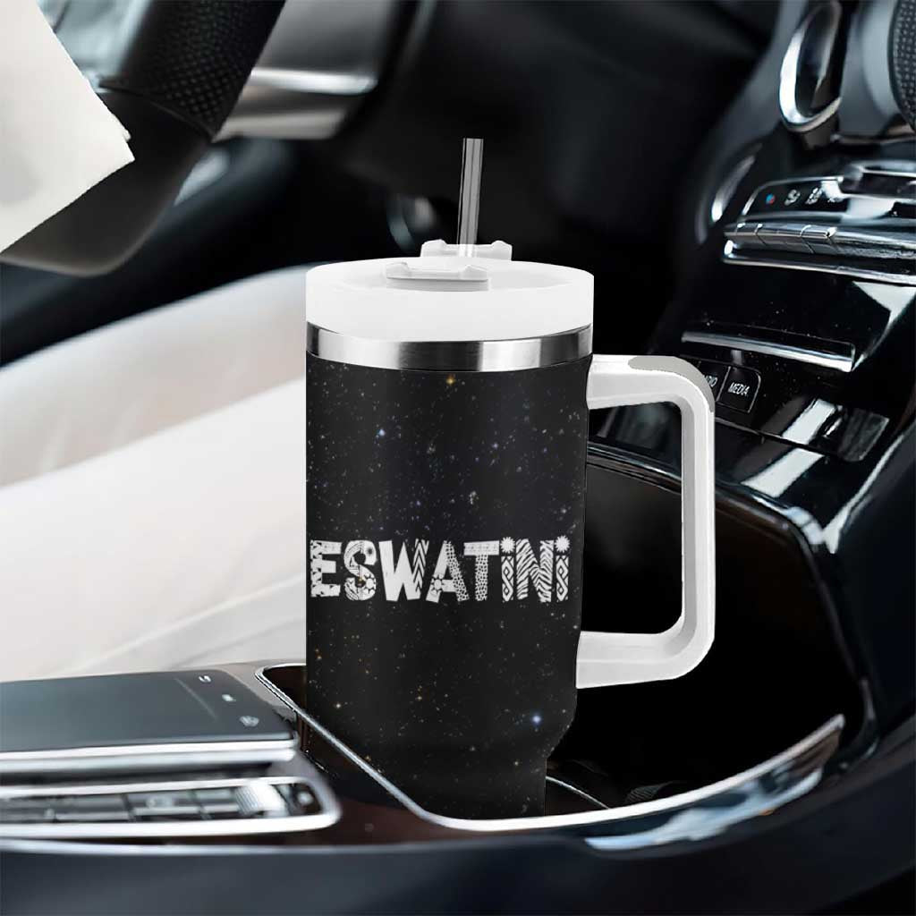 Eswatini Elephant Tumbler With Handle Swazi Flag Colors and Cosmic Background TS04
