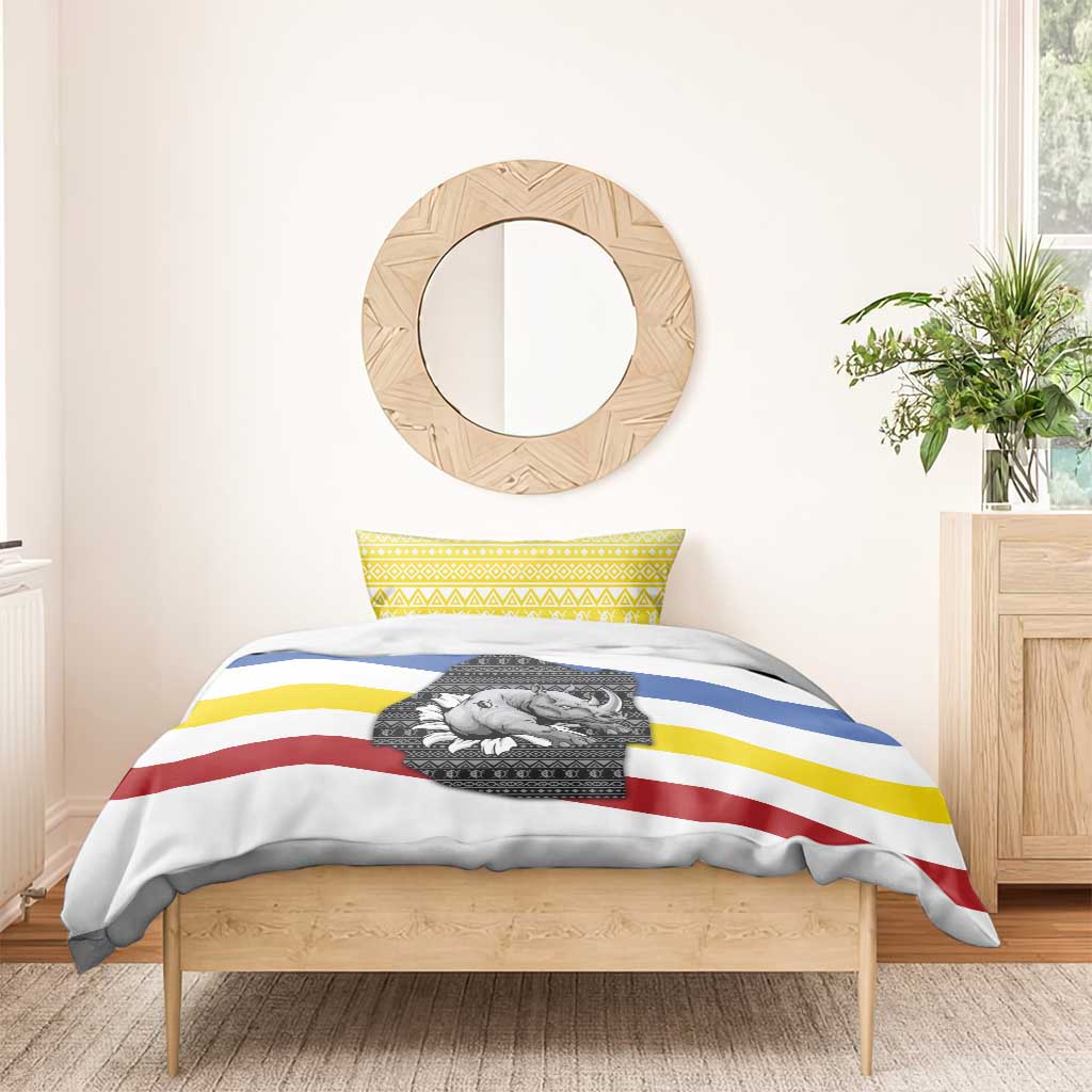 Eswatini Rhino Bedding Set Swazi Map Flag and African Traditional Patterns TS04