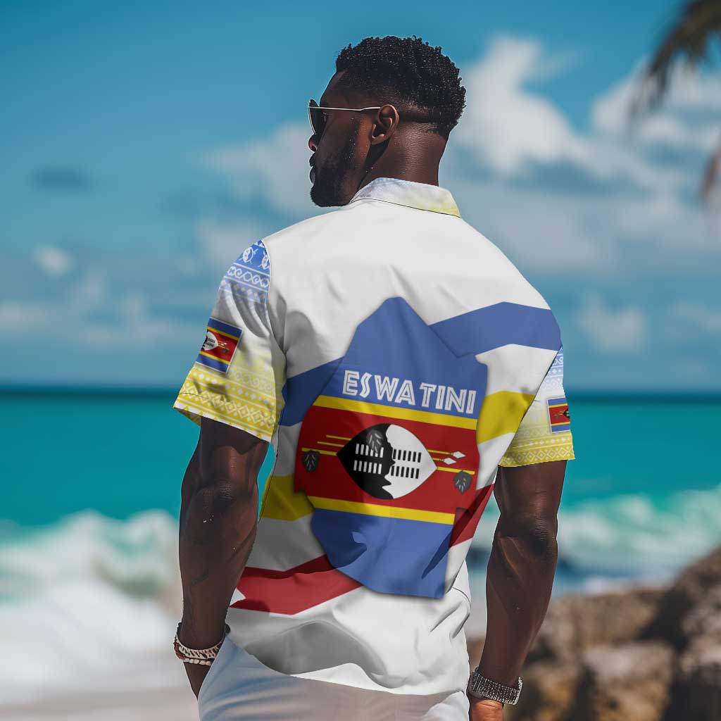 Eswatini Rhino Hawaiian Shirt Swazi Map Flag and African Traditional Patterns TS04