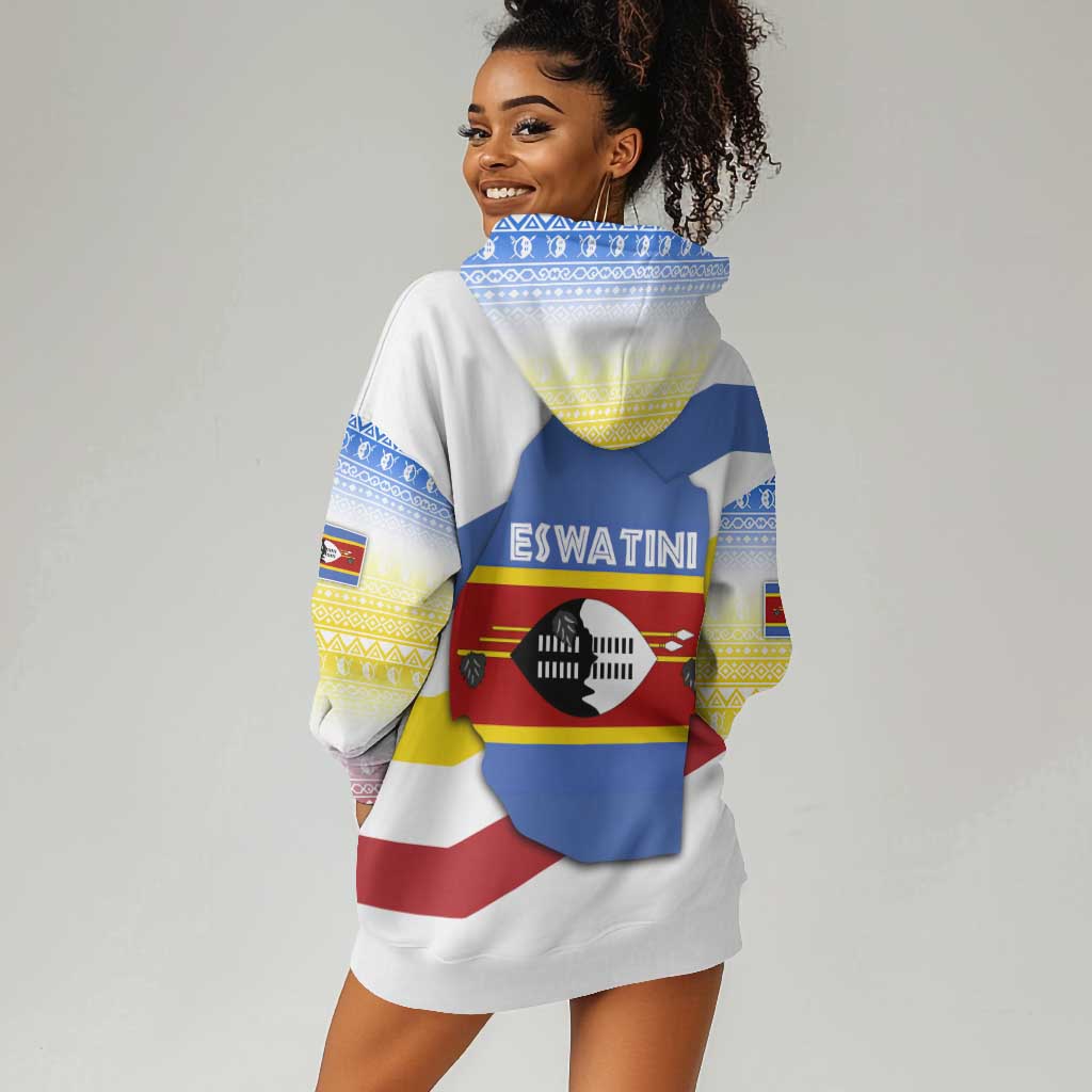 Eswatini Rhino Hoodie Dress Swazi Map Flag and African Traditional Patterns TS04