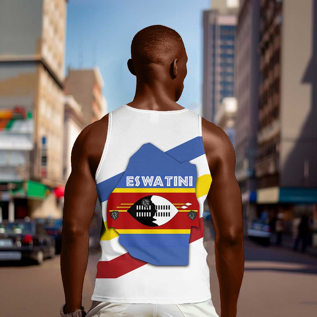 Eswatini Rhino Men Tank Top Swazi Map Flag and African Traditional Patterns TS04