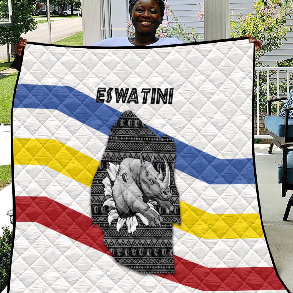 Eswatini Rhino Quilt Swazi Map Flag and African Traditional Patterns TS04