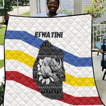 Eswatini Rhino Quilt Swazi Map Flag and African Traditional Patterns TS04