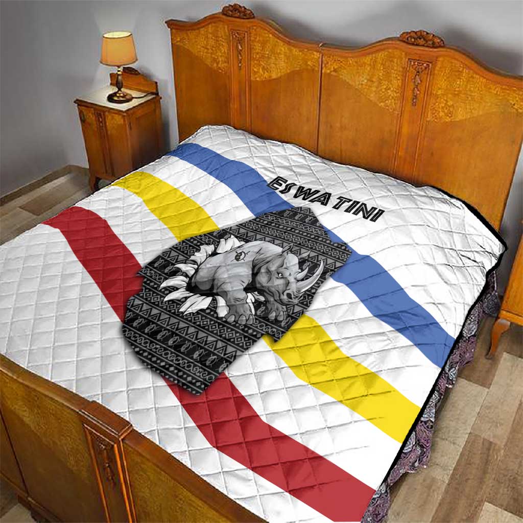 Eswatini Rhino Quilt Swazi Map Flag and African Traditional Patterns TS04
