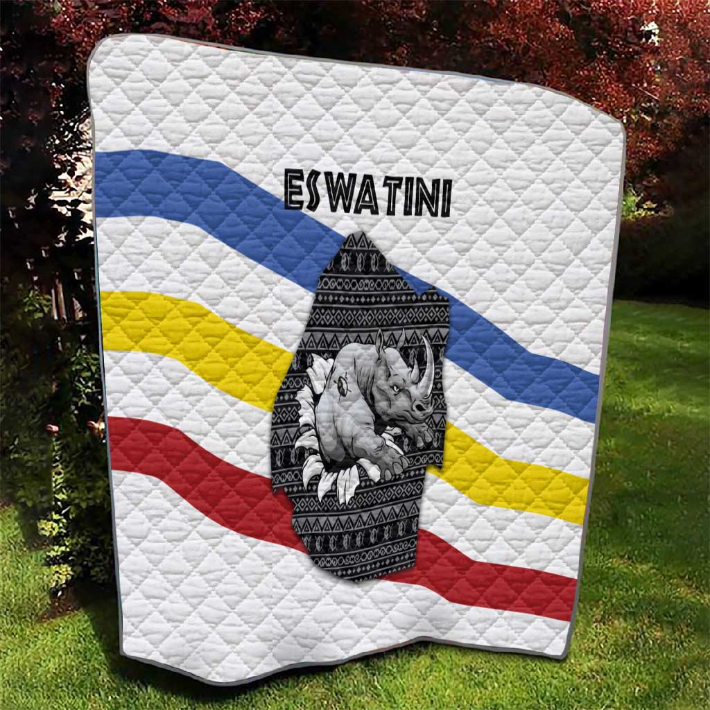 Eswatini Rhino Quilt Swazi Map Flag and African Traditional Patterns TS04