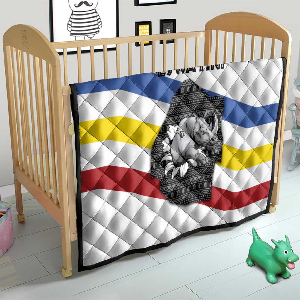 Eswatini Rhino Quilt Swazi Map Flag and African Traditional Patterns TS04
