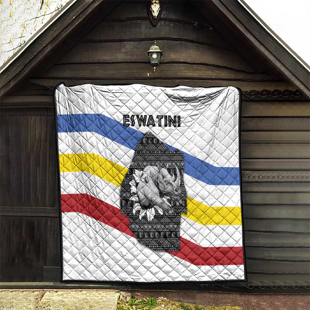 Eswatini Rhino Quilt Swazi Map Flag and African Traditional Patterns TS04