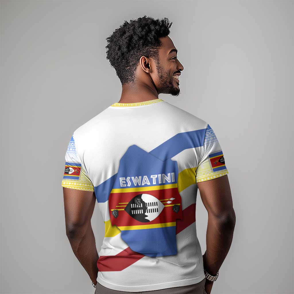 Eswatini Rhino T shirt Swazi Map Flag and African Traditional Patterns TS04