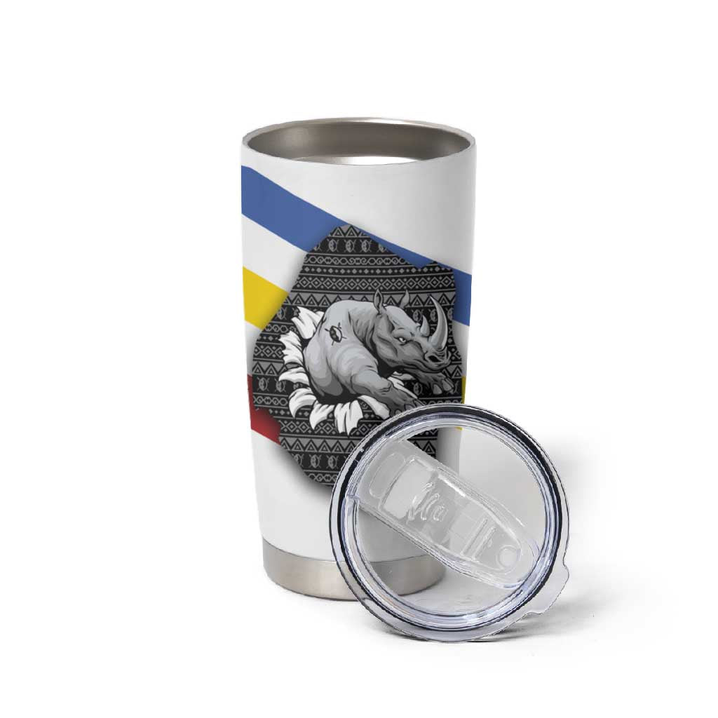 Eswatini Rhino Tumbler Cup Swazi Map Flag and African Traditional Patterns TS04