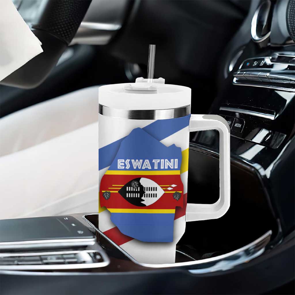 Eswatini Rhino Tumbler With Handle Swazi Map Flag and African Traditional Patterns TS04