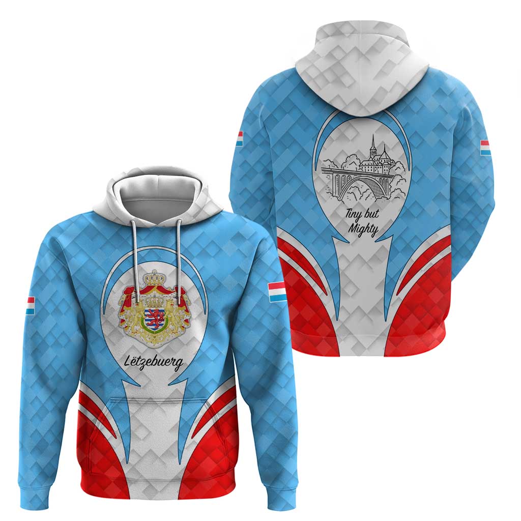 Luxembourg Hoodie with National Coat of Arms and Letzebuerg Text Design TS04