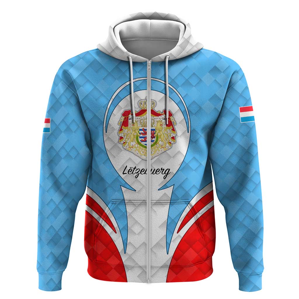 Luxembourg Hoodie with National Coat of Arms and Letzebuerg Text Design TS04