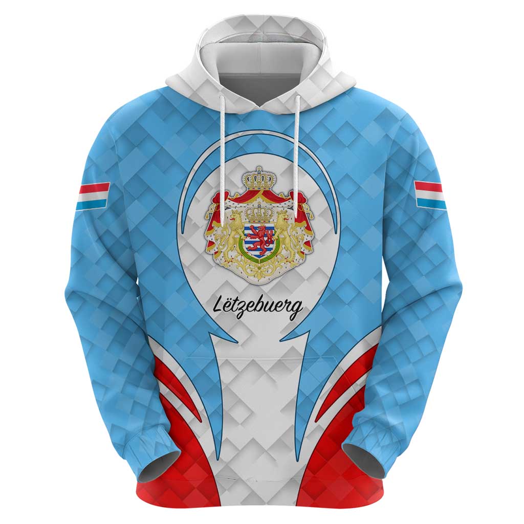 Luxembourg Hoodie with National Coat of Arms and Letzebuerg Text Design TS04