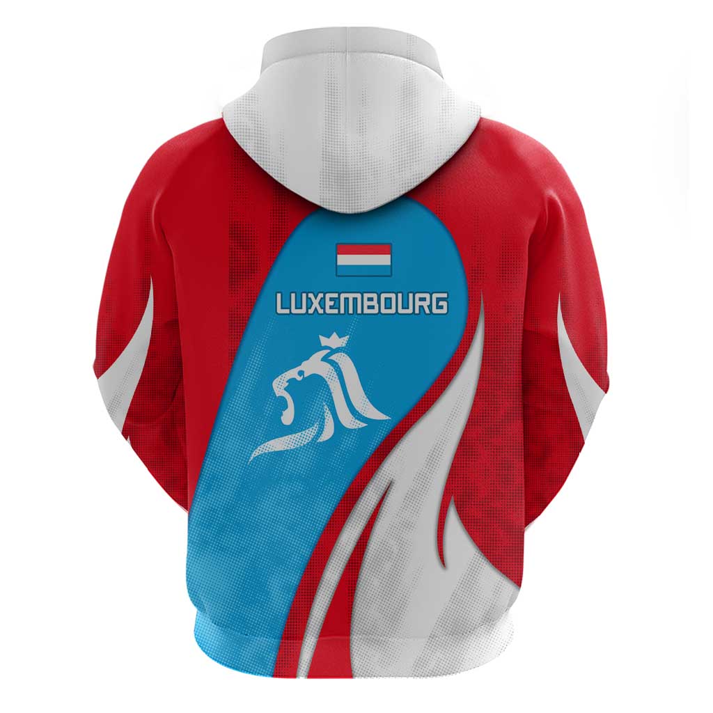 Luxembourg Hoodie with National Flag Colors and White Lion Crest Design TS04