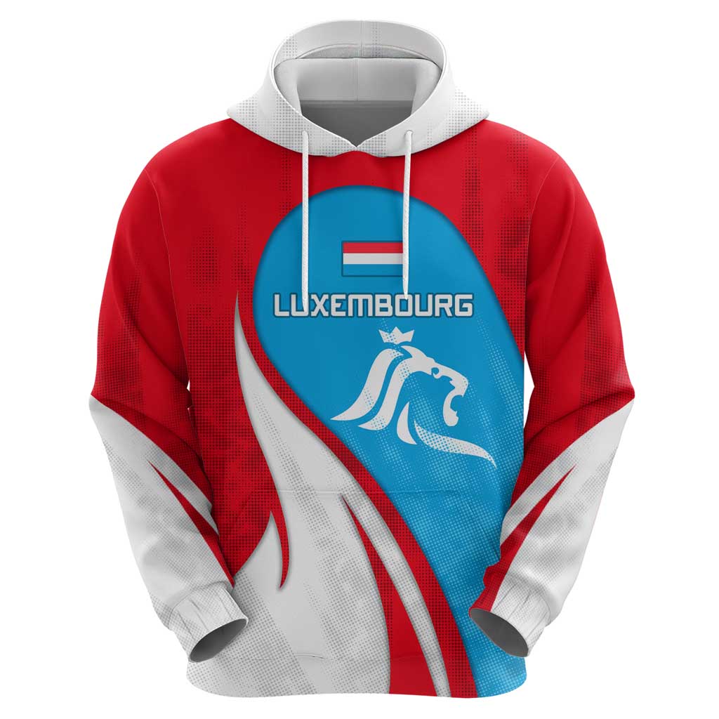 Luxembourg Hoodie with National Flag Colors and White Lion Crest Design TS04