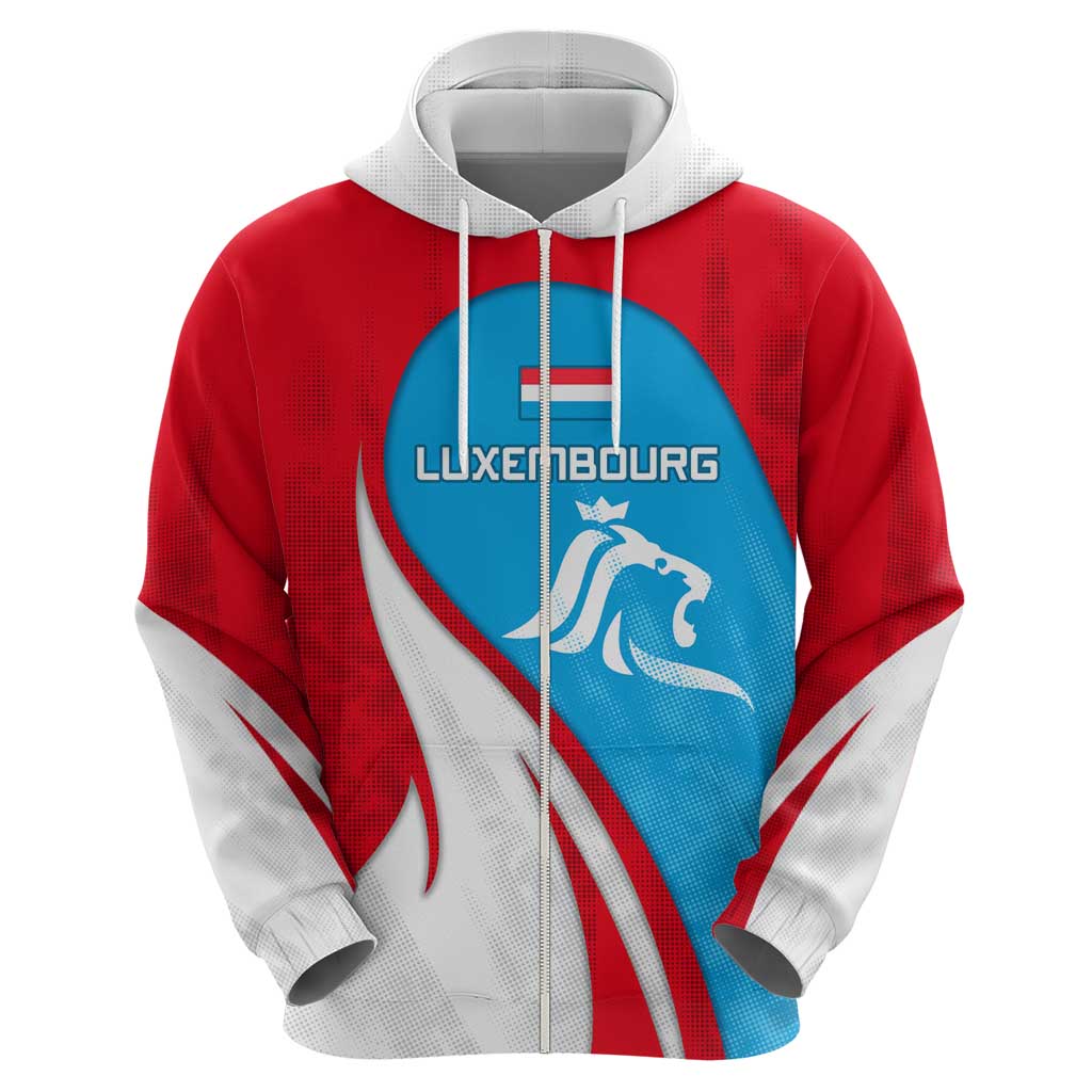Luxembourg Hoodie with National Flag Colors and White Lion Crest Design TS04