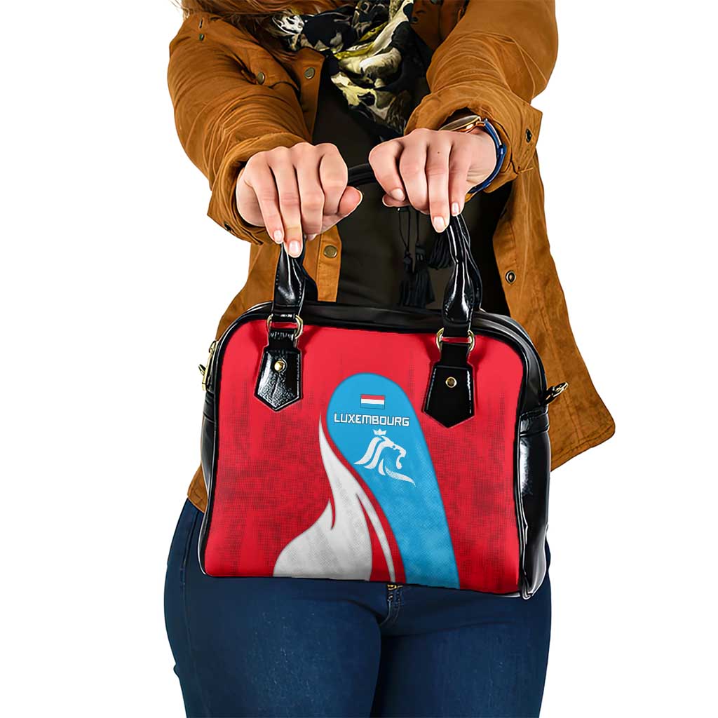 Luxembourg Shoulder Handbag with National Flag Colors and White Lion Crest Design TS04