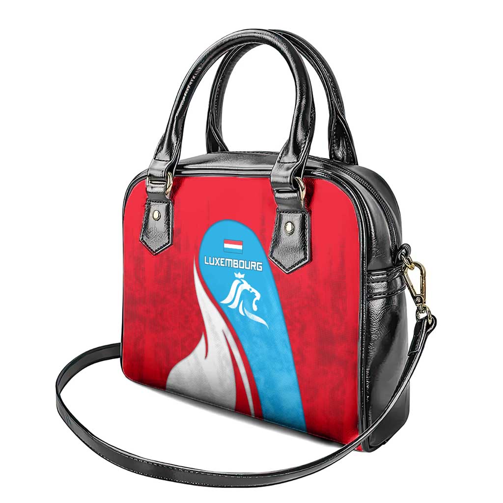 Luxembourg Shoulder Handbag with National Flag Colors and White Lion Crest Design TS04