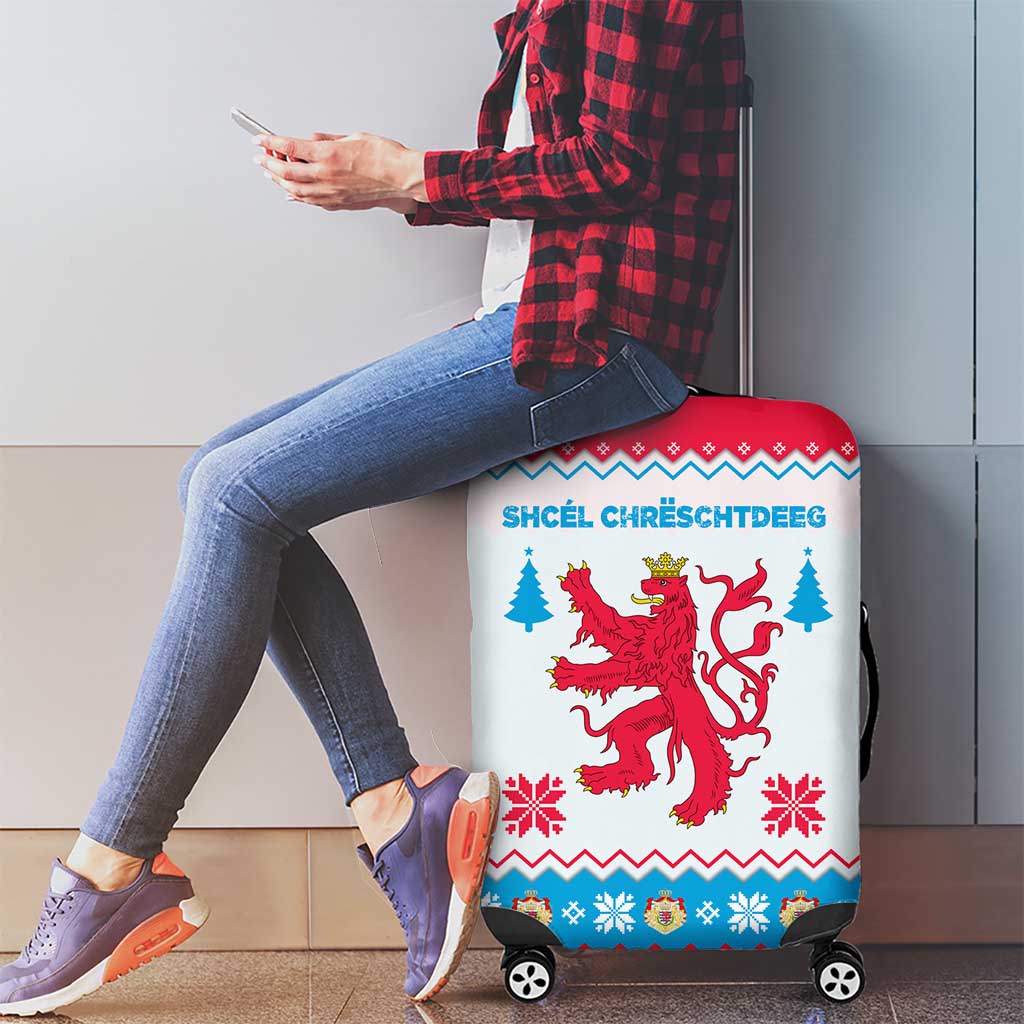 Luxembourg Christmas Luggage Cover with Red Lion Crest and Snowflake Pattern TS04