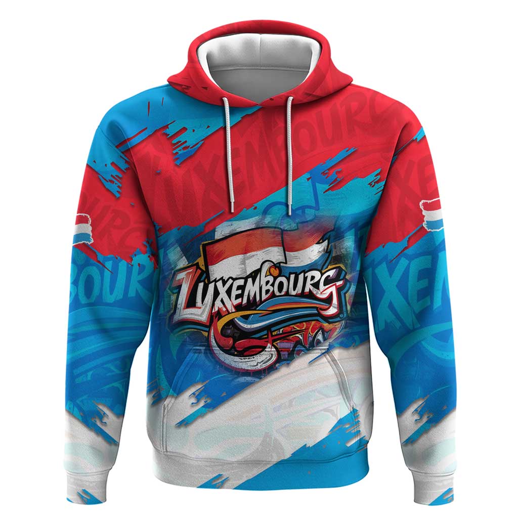 Luxembourg Flag Hoodie with Colorful Graffiti Street Art Design TS04