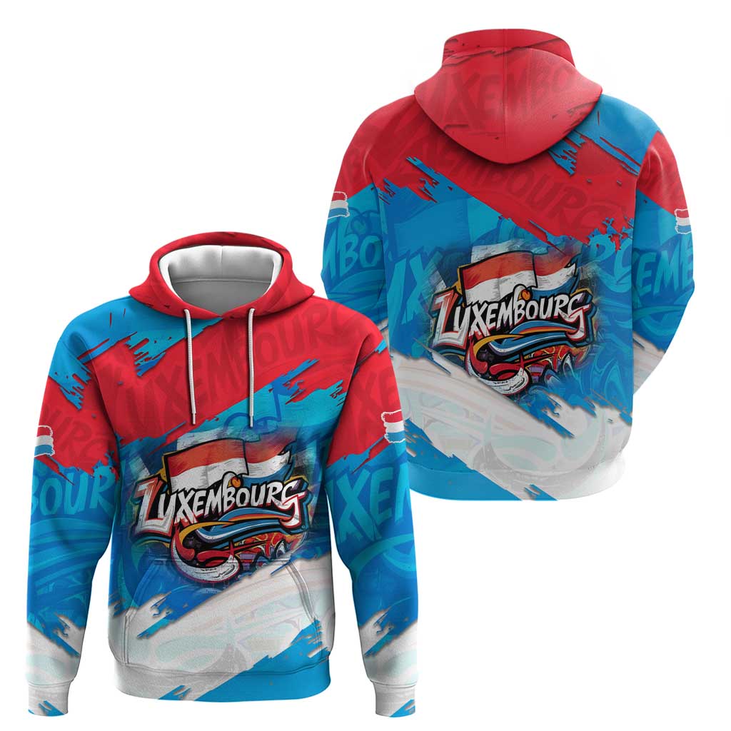 Luxembourg Flag Hoodie with Colorful Graffiti Street Art Design TS04
