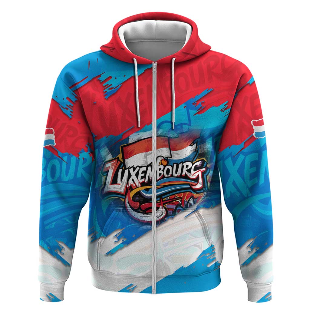 Luxembourg Flag Hoodie with Colorful Graffiti Street Art Design TS04