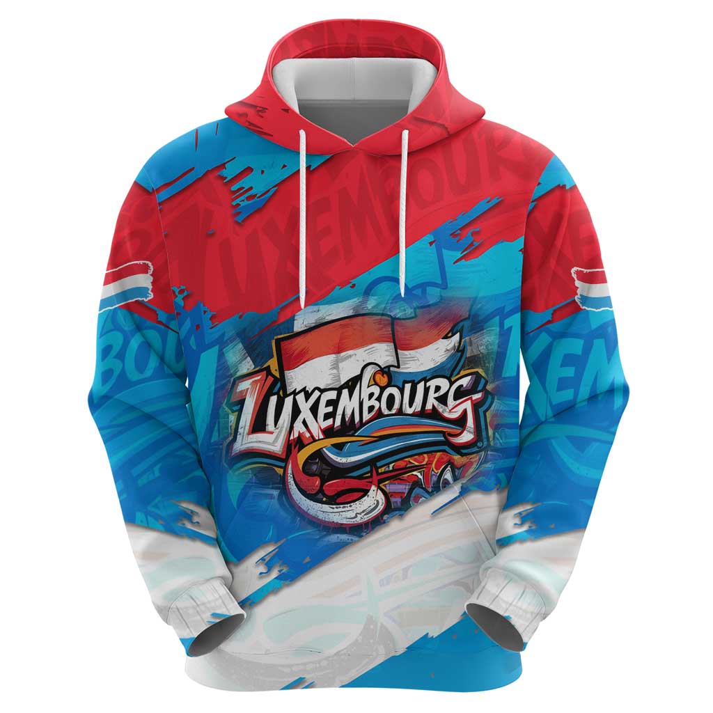 Luxembourg Flag Hoodie with Colorful Graffiti Street Art Design TS04