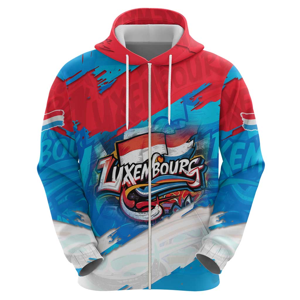 Luxembourg Flag Hoodie with Colorful Graffiti Street Art Design TS04