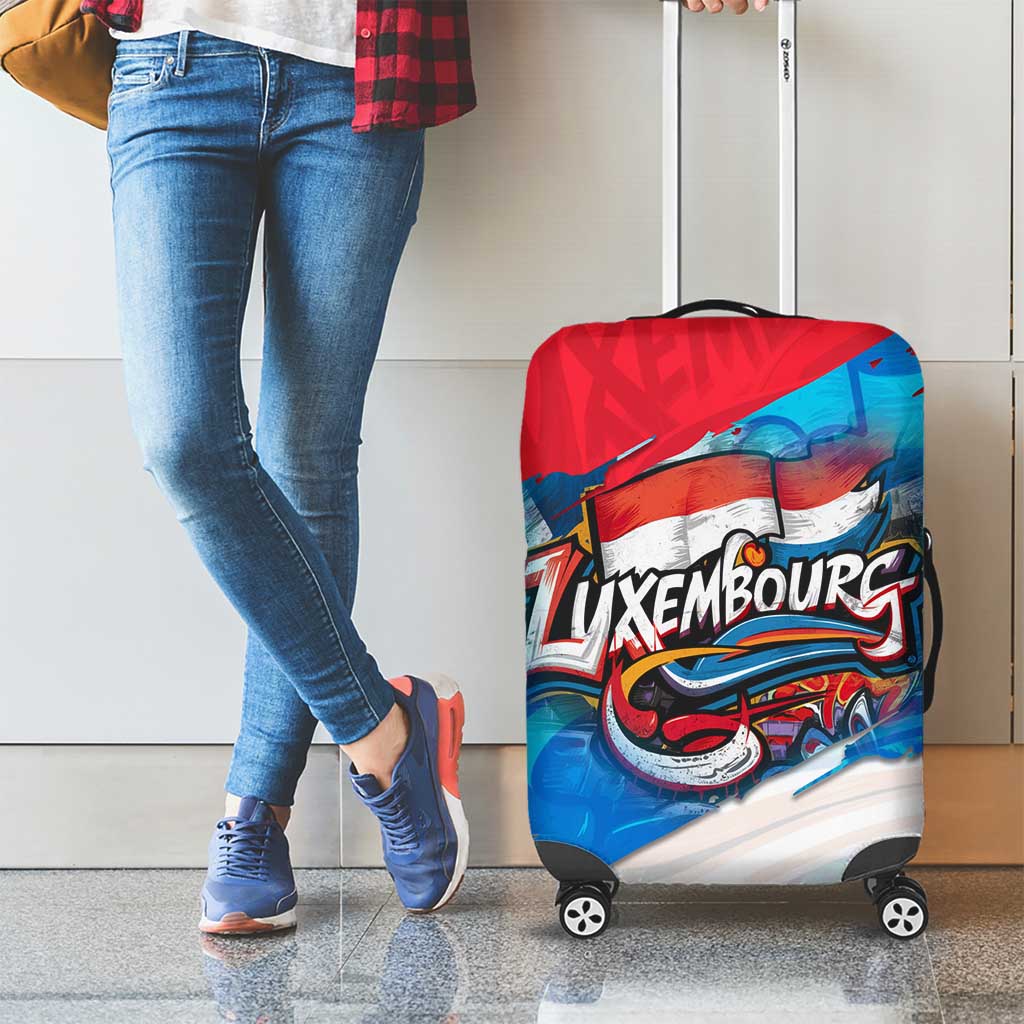 Luxembourg Flag Luggage Cover with Colorful Graffiti Street Art Design TS04