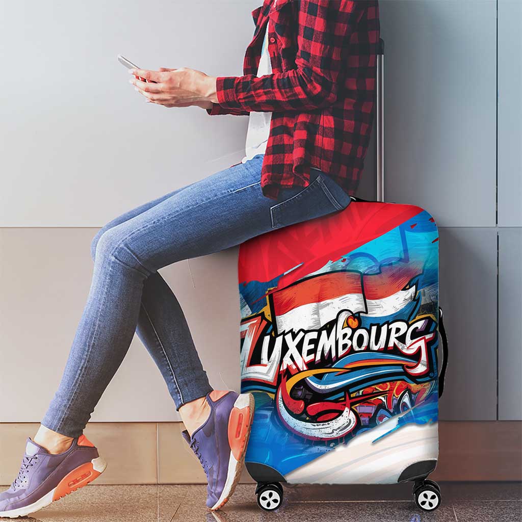 Luxembourg Flag Luggage Cover with Colorful Graffiti Street Art Design TS04