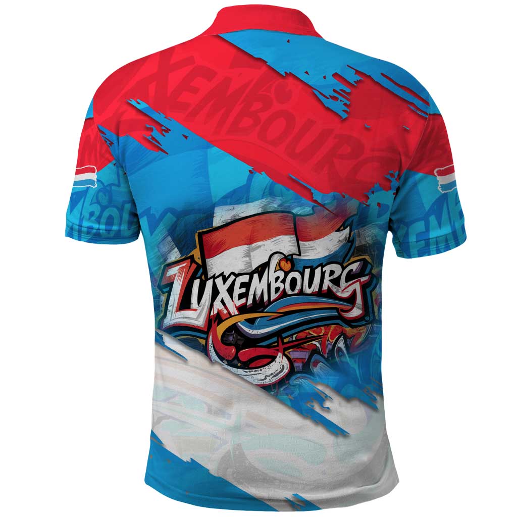 Luxembourg Flag Polo Shirt with Colorful Graffiti Street Art Design TS04