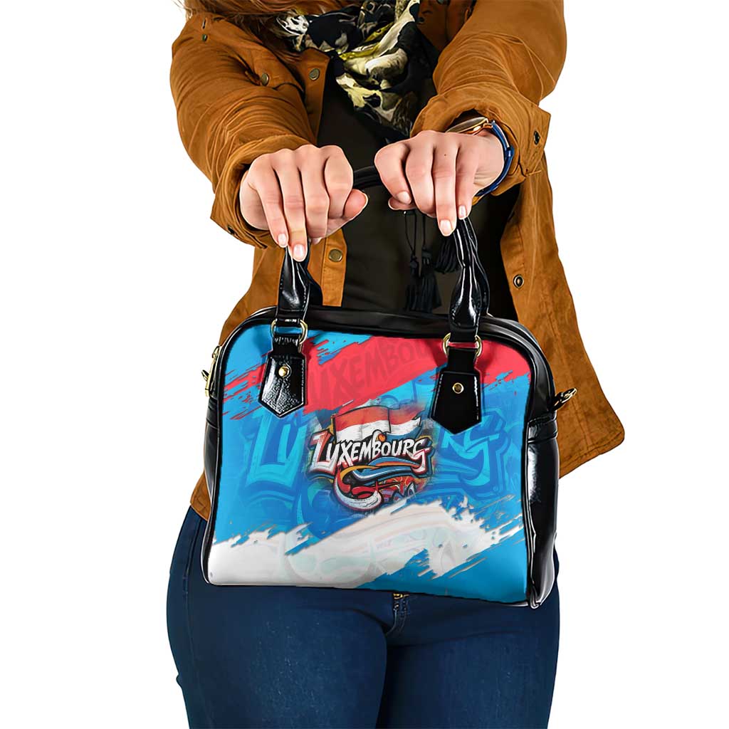 Luxembourg Flag Shoulder Handbag with Colorful Graffiti Street Art Design TS04