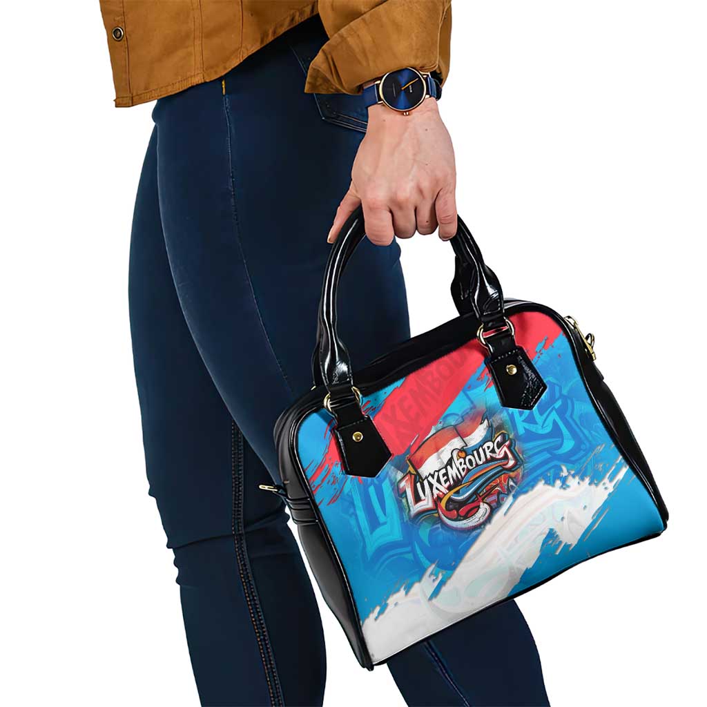 Luxembourg Flag Shoulder Handbag with Colorful Graffiti Street Art Design TS04