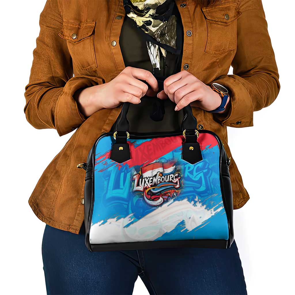 Luxembourg Flag Shoulder Handbag with Colorful Graffiti Street Art Design TS04