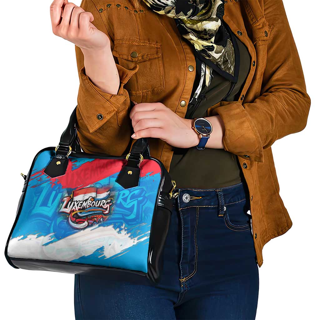 Luxembourg Flag Shoulder Handbag with Colorful Graffiti Street Art Design TS04