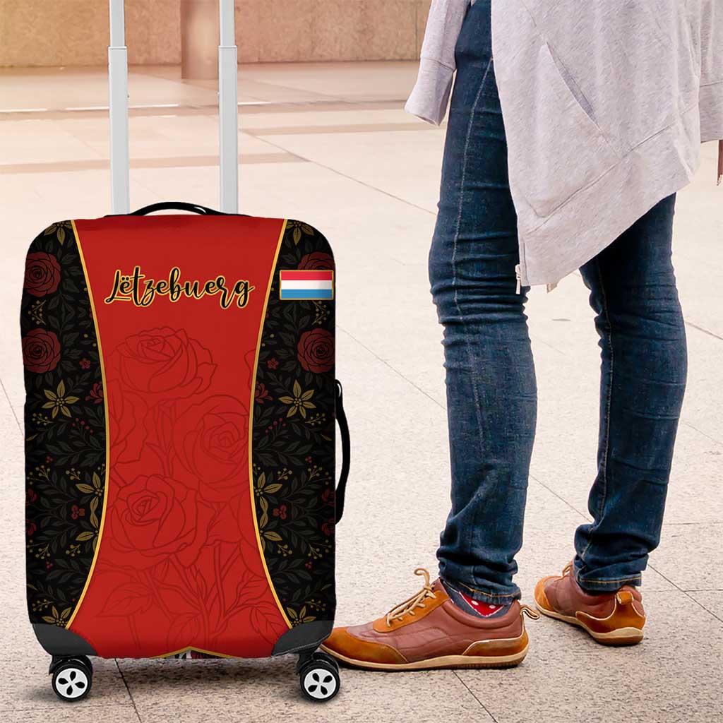 Luxembourg Luggage Cover with Floral Folk Embroidery and Red Black Pattern Design TS04