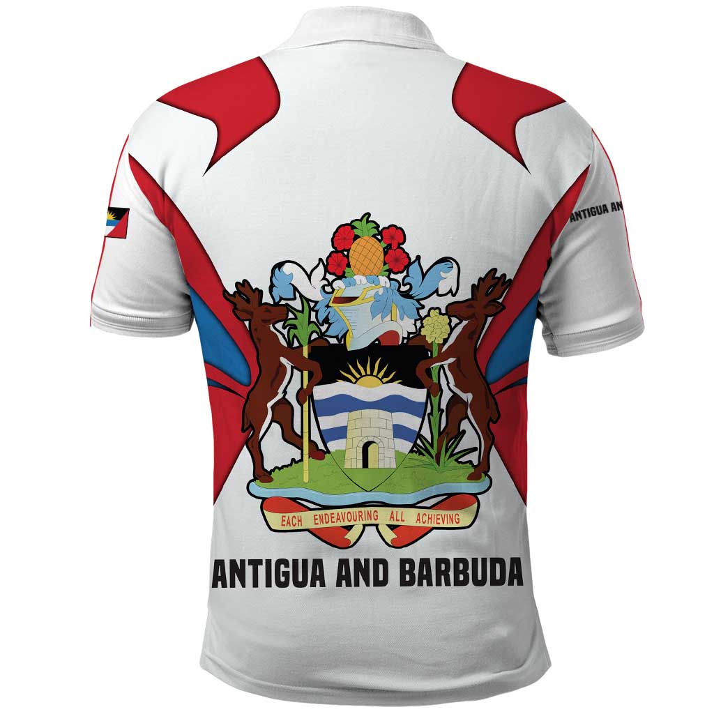 Antigua and Barbuda Flag Polo Shirt with National Coat of Arms TS04