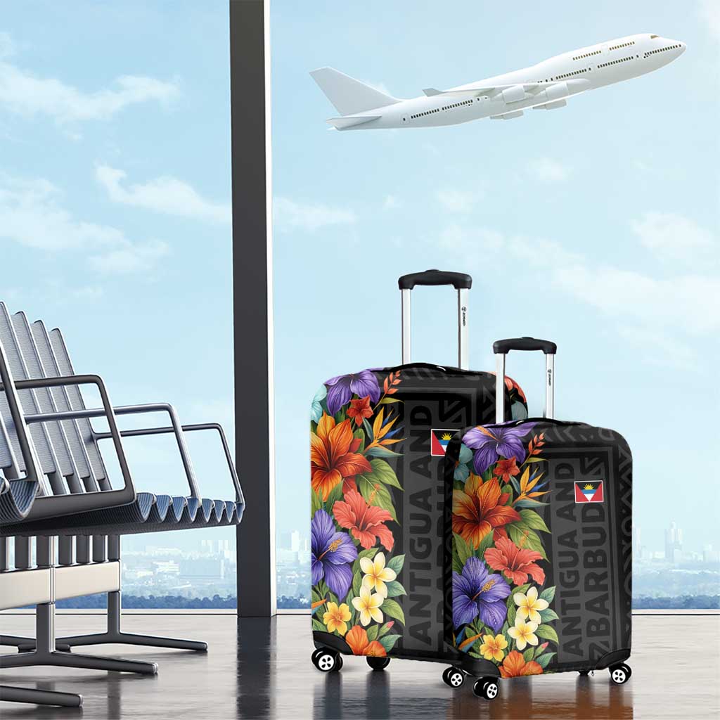 Antigua and Barbuda Floral Luggage Cover with Tropical Hibiscus with National Flag TS04