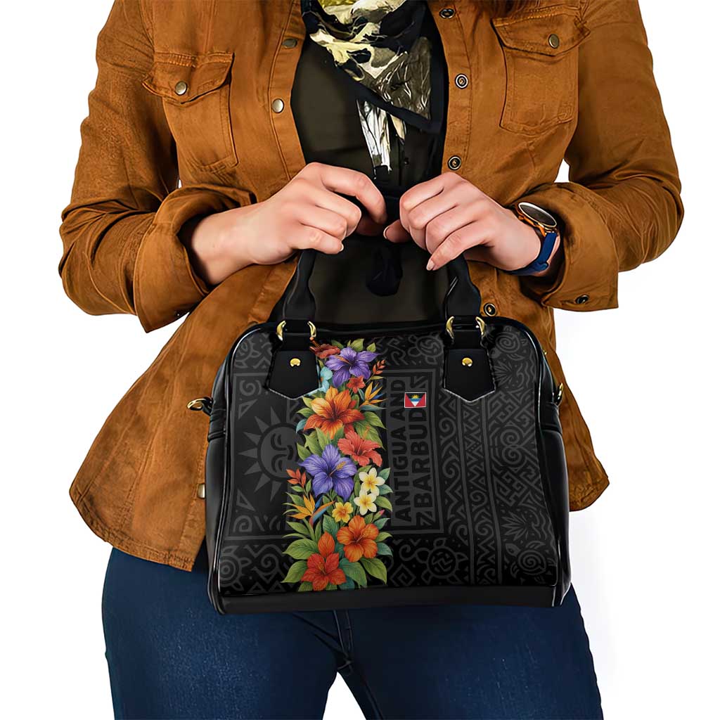 Antigua and Barbuda Floral Shoulder Handbag with Tropical Hibiscus with National Flag TS04